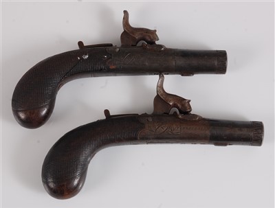 Lot 78 - A pair of 19th century percussion box lock pocket pistols