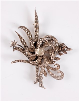 Lot 1299 - Circa 1800 diamond brooch, the central round...