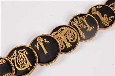Lot 1305 - A mid 19th century Irish bog oak and gilt...