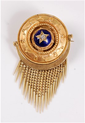 Lot 1236 - A Victorian Etruscan revival fringe brooch,...