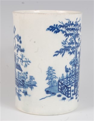 Lot 1063 - A Worcester porcelain blue and white tankard,...
