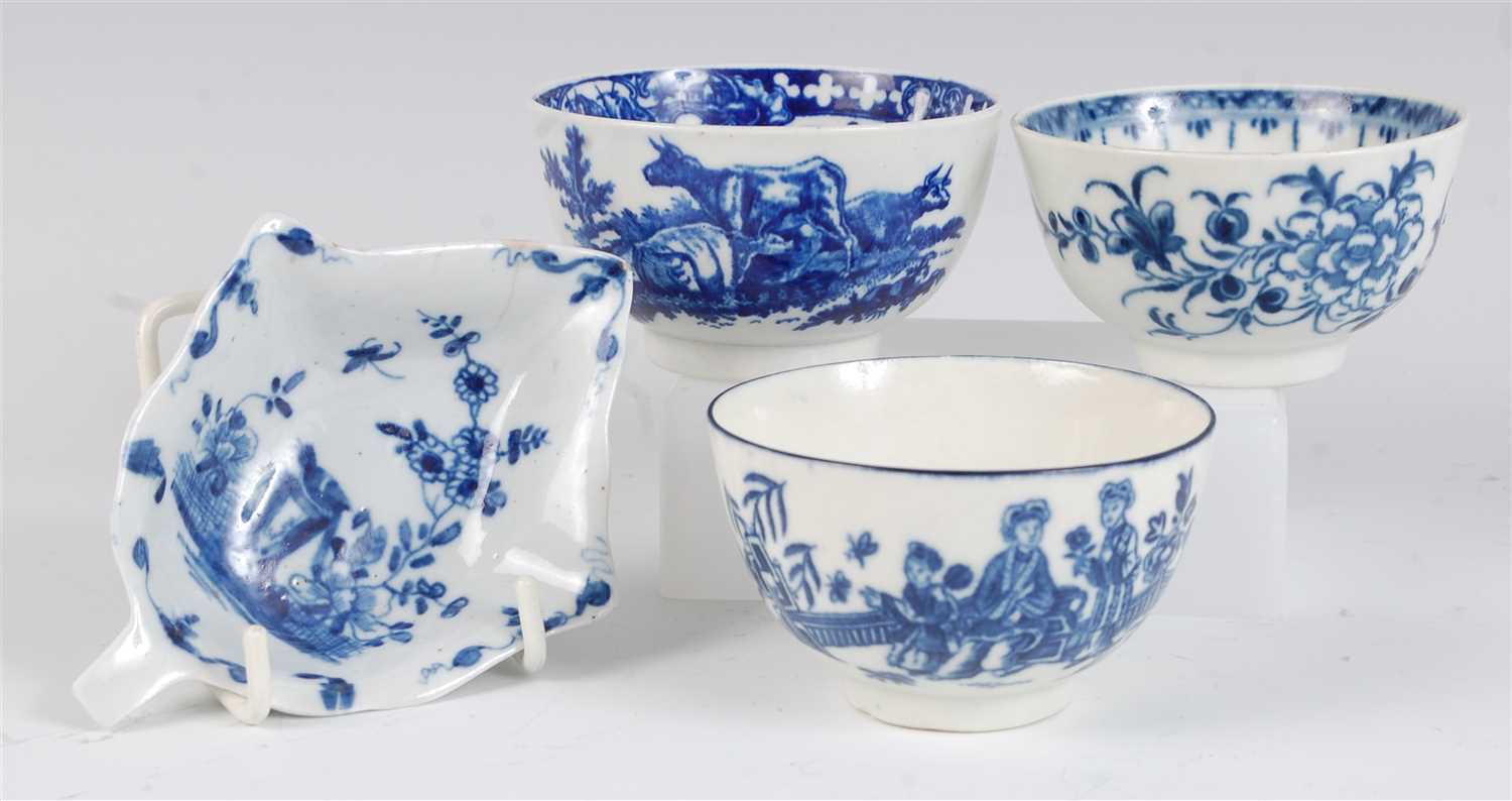 Lot 1074 - A Worcester porcelain tea bowl, blue and white...