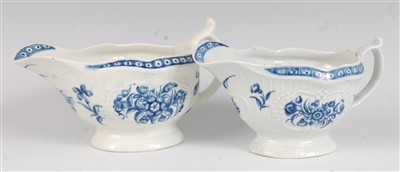 Lot 1081 - A Worcester porcelain strap fluted sauceboat,...