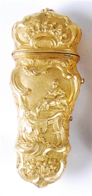 Lot 1363 - A George III gilt metal etui, worked in high...