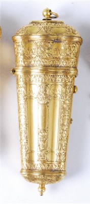 Lot 1365 - A George III gilt metal etui, the tapering and...