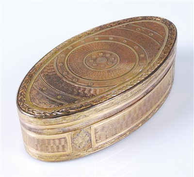 Lot 1378 - A George III gilt metal snuff-box, of oval...
