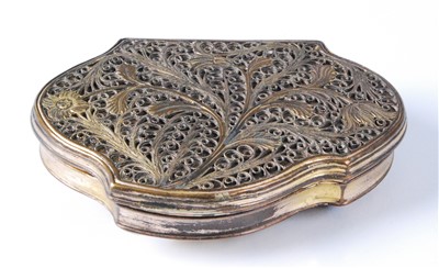 Lot 1377 - A mid-18th century copper gilt snuff-box,...