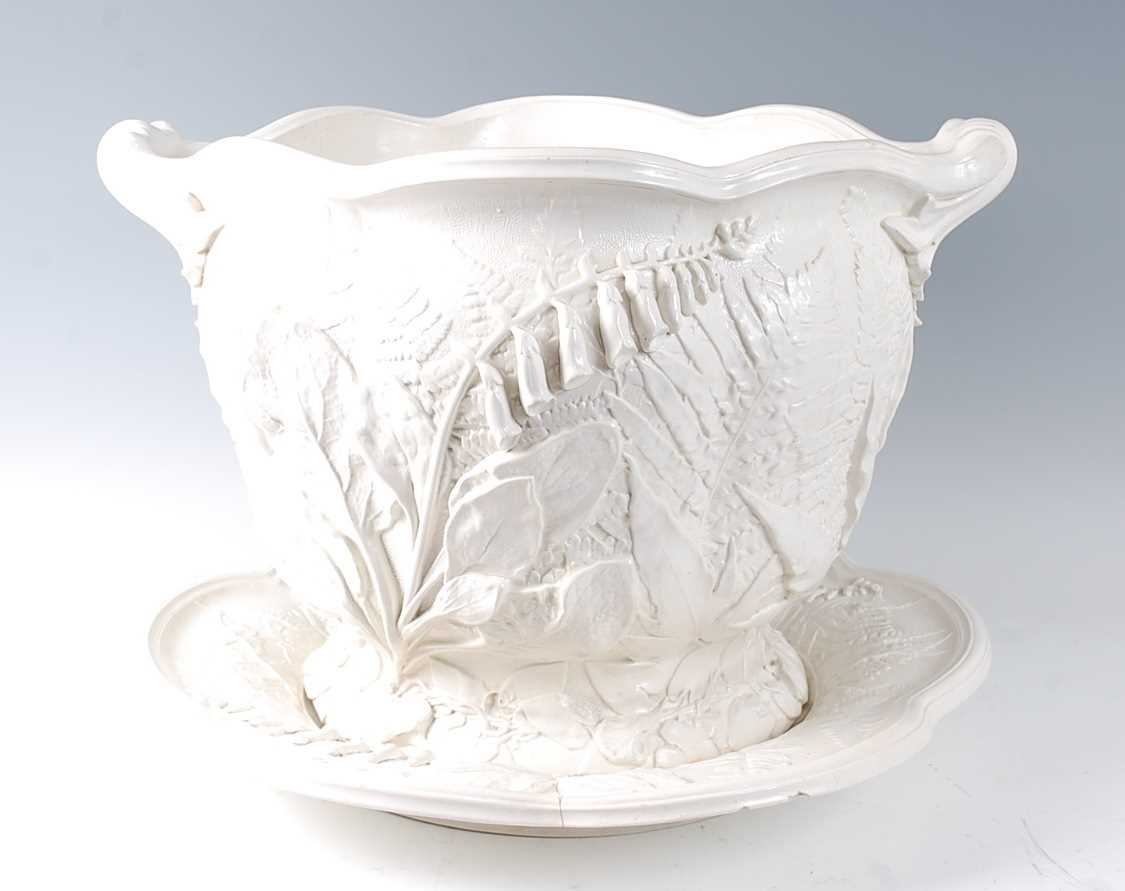 Lot 1054 - A Victorian Mintons blanc-de-china jardinière...