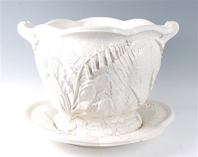 Lot 1054 - A Victorian Mintons blanc-de-china jardinière...
