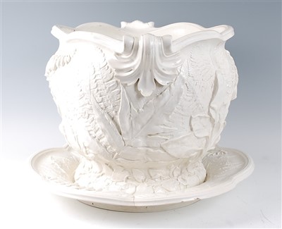 Lot 1054 - A Victorian Mintons blanc-de-china jardinière...