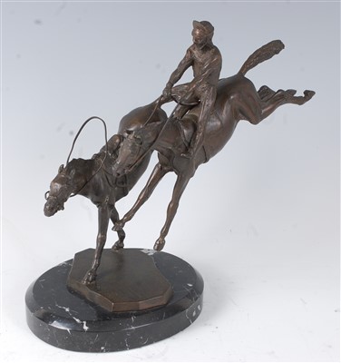 Lot 348 - A bronze figure group, Becher's Brook