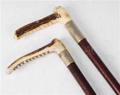 Lot 341 - An early 20th century plaited leather clad riding crop