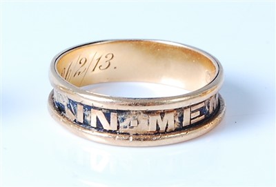 Lot 2568 - An early Victorian 18ct gold and black enamel...