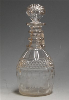 Lot 4 - A Regency cut glass decanter, having a triple...