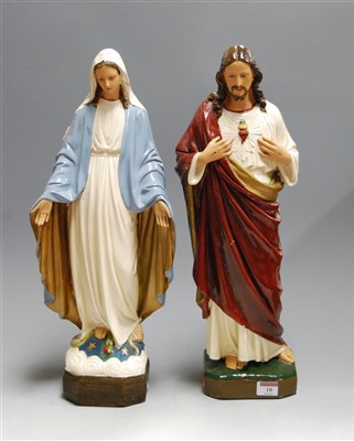 Lot 10 - A near-pair of large mid-20th century painted...