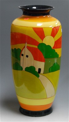 Lot 64 - A large painted pottery floor vase, in the...