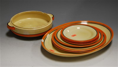Lot 92 - An Art Deco Clarice Cliff part dinner service,...