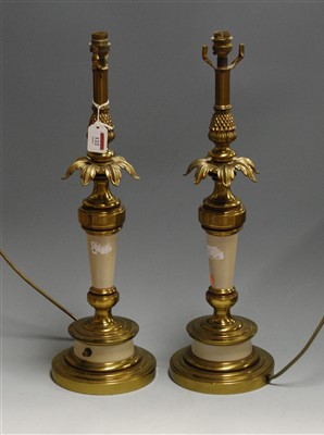 Lot 122 - A pair of contemporary brass table lamps, each...