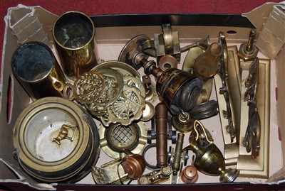Lot 128 - A box of miscellaneous metalwares, to include...