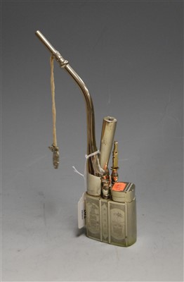 Lot 202 - A Chinese white metal opium pipe engraved with...