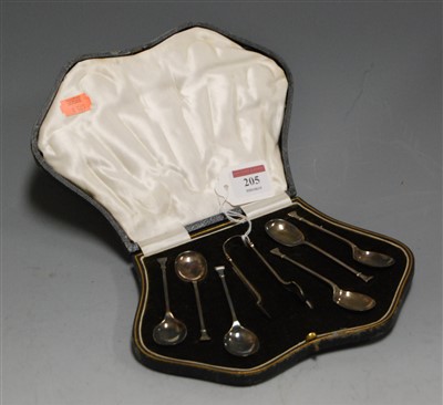 Lot 205 - A set of six George V silver coffee spoons...