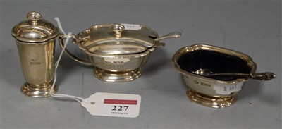Lot 227 - A modern silver three-piece cruet, to include...
