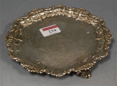 Lot 234 - An Edwardian silver card waiter, having...