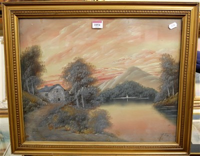 Lot 1048 - Continental school - pair landscapes with lake,...