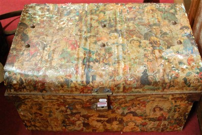 Lot 1272 - A Victorian decoupage clad metal hinged top...