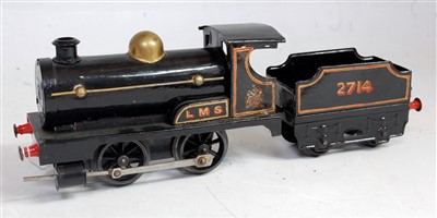 Lot 322 - Hornby 1925/27 black LMS clockwork No. 0 loco...