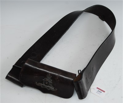 Lot 209 - A brown leather pouch with applied Royal...