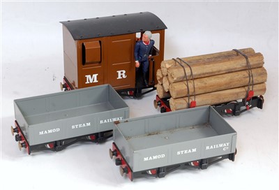 Lot 471 - Four Mamod 16mm wagons: MR goods brake van,...