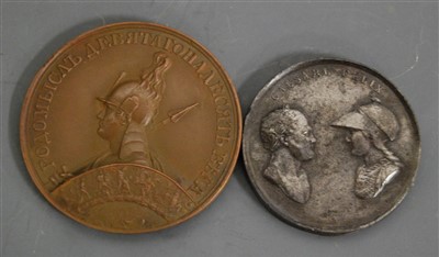 Lot 257 - A Russian bronze medallion depicting a soldier...