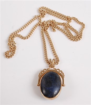 Lot 2512 - A 9ct yellow gold swivel fob pendant,...