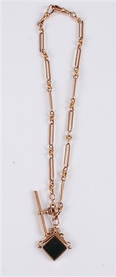 Lot 2560 - A circa 1900 9ct gold double watch chain,...