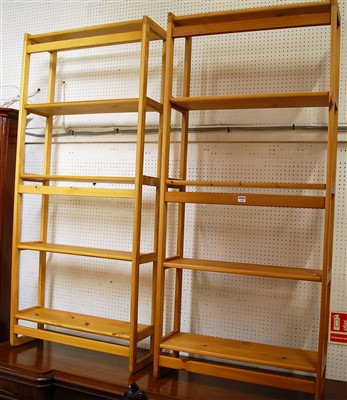 Lot 1102 - A pair of modern pine freestanding open...