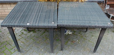 Lot 1126 - A pair of modern square rattan tables