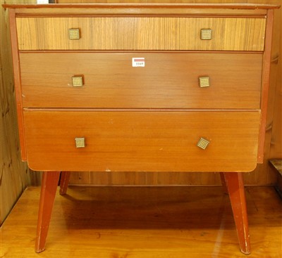 Lot 1169 - A 1970s retro low three drawer chest, w.71.5cm