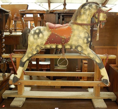 Lot 1174 - A Lines style dapple-grey childs rocking horse,...