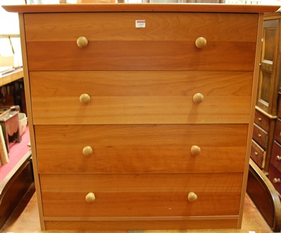 Lot 1187 - A contemporary cherry-wood chest, of four long...