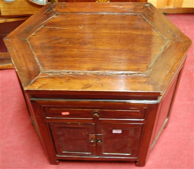 Lot 1189 - A Chinese stained hardwood hexagonal low...