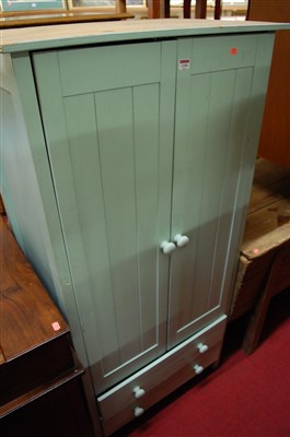 Lot 1190 - A contemporary sky blue painted pine double...