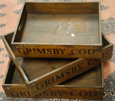 Lot 1200 - A graduated set of three contemporary stained...