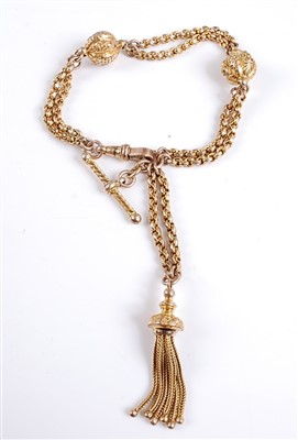 Lot 2590 - A 9ct gold double belcher link watch chain,...