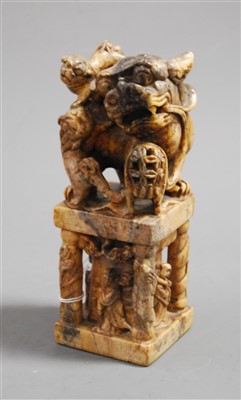 Lot 5 - A Chinese carved soapstone desk seal, the...