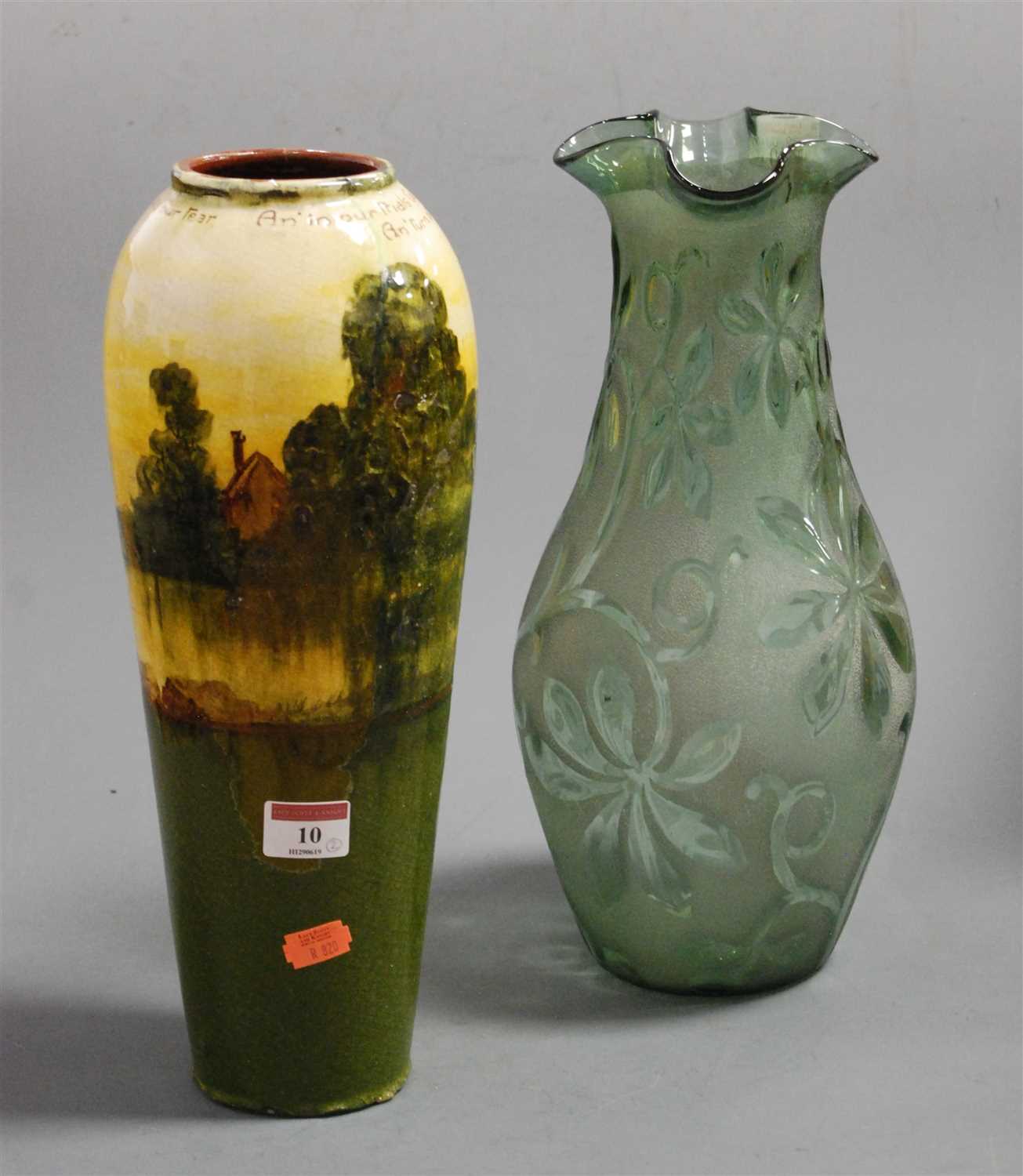 Lot 10 - A large early 20th century Devonware vase of...