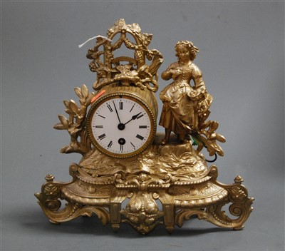 Lot 13 - A late 19th century French gilt metal mantel...