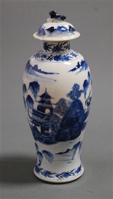 Lot 19 - A Chinese export blue and white vase and cover,...