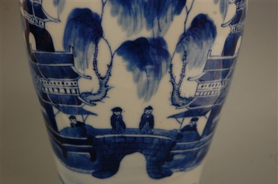 Lot 19 - A Chinese export blue and white vase and cover,...