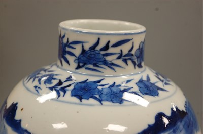 Lot 19 - A Chinese export blue and white vase and cover,...